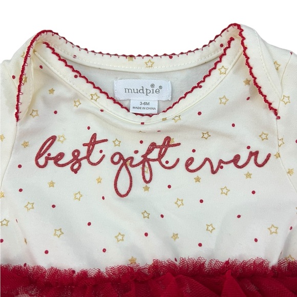 Baby Christmas Outfit with Red Tutu in like new condition by Mud Pie. - Picture 3 of 4